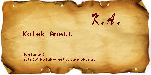 Kolek Anett névjegykártya